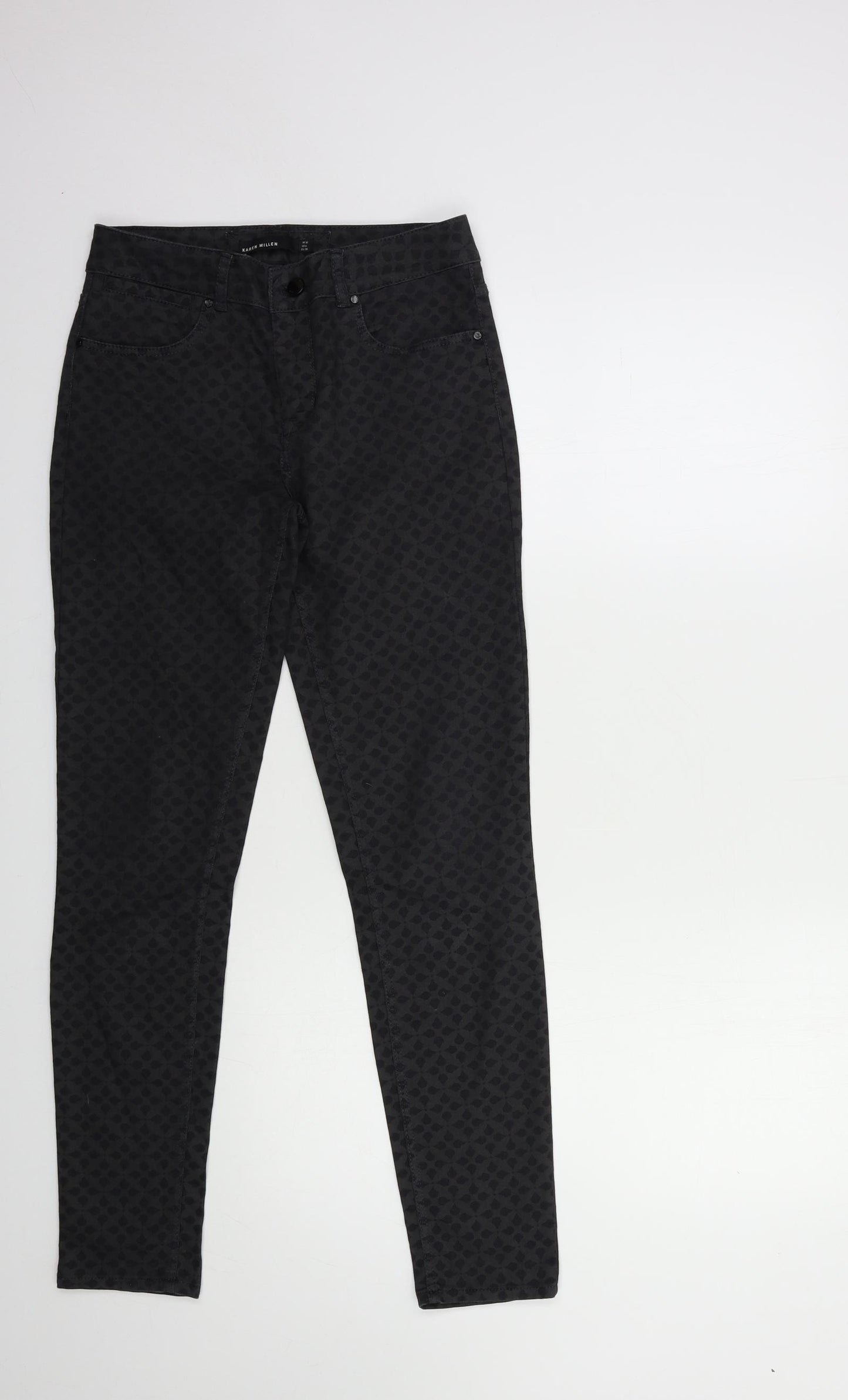 Karen Millen Womens Black Geometric Denim Skinny Jeans Size 10 L29 in
