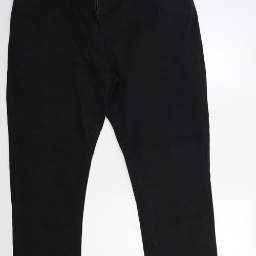 Preworn Womens Black  Denim Straight Jeans Size 12 L29 in