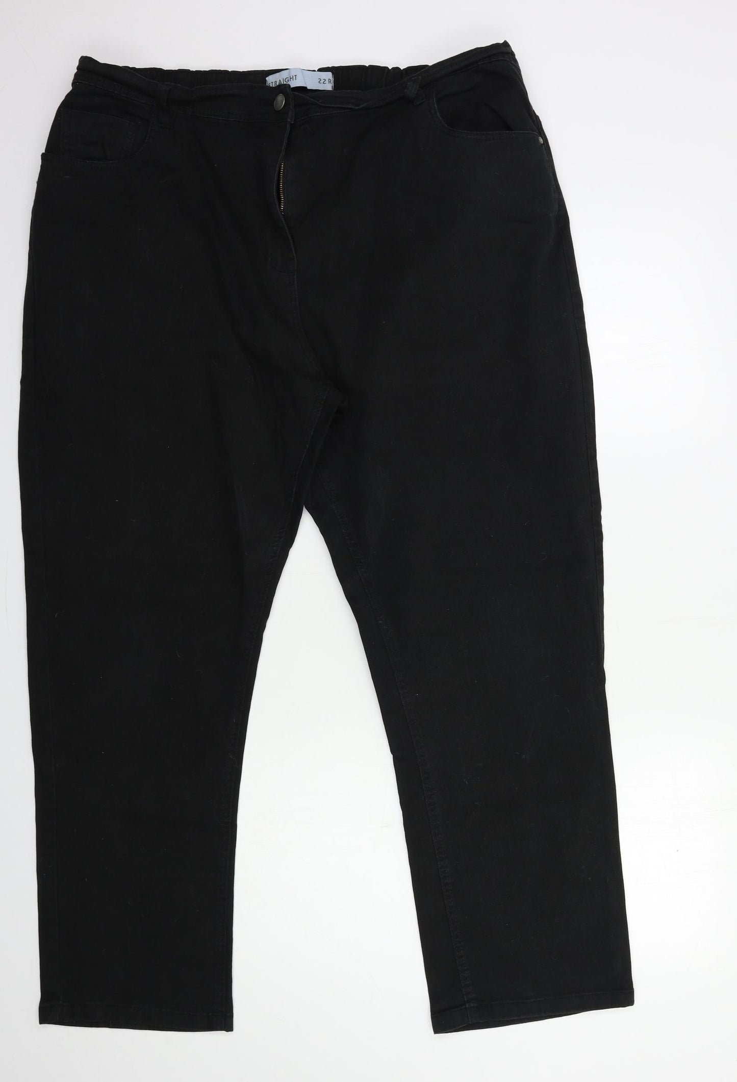 Preworn Womens Black  Denim Straight Jeans Size 12 L29 in