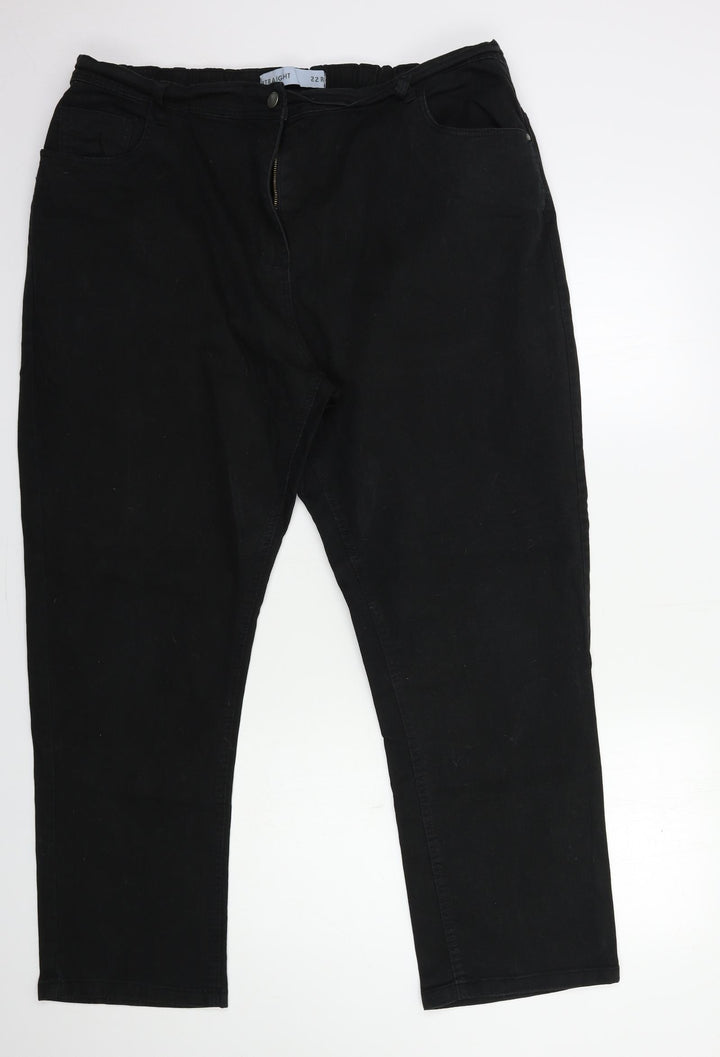 Preworn Womens Black  Denim Straight Jeans Size 12 L29 in