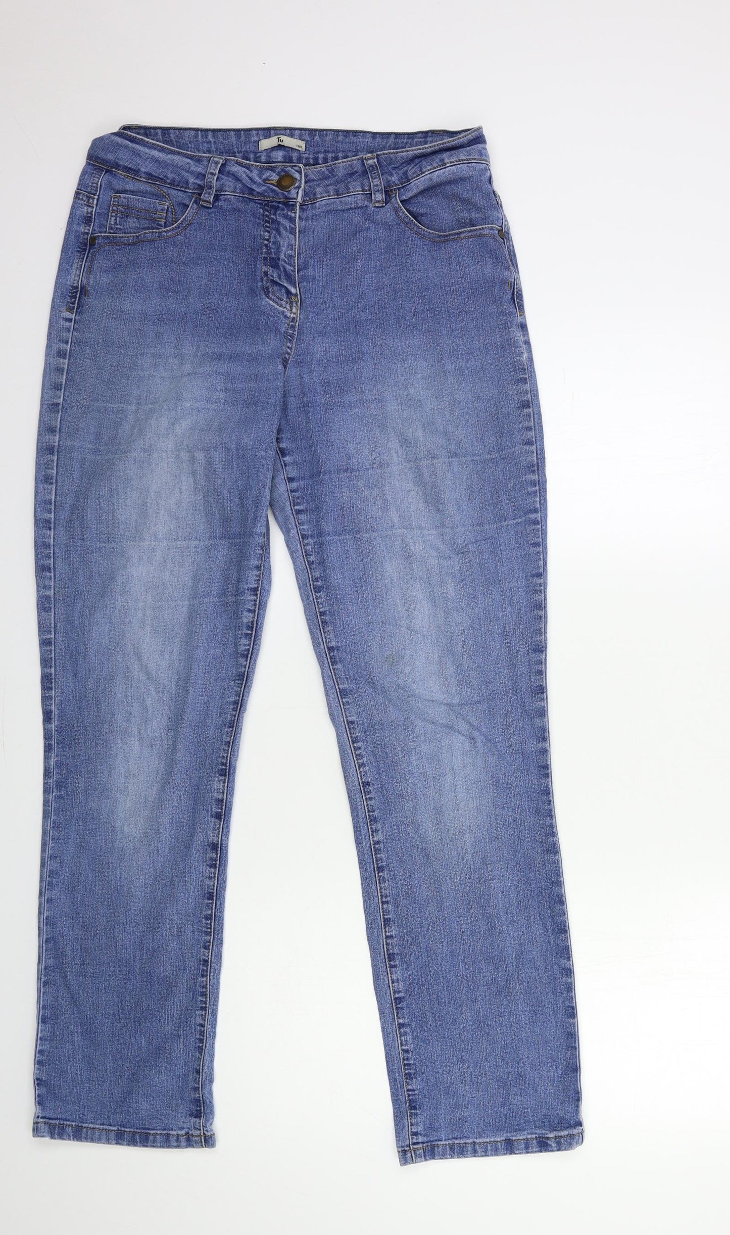 TU Womens Blue  Denim Straight Jeans Size 14 L30 in