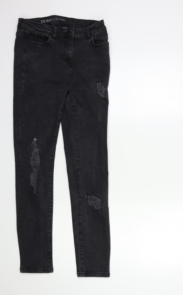 NEXT Womens Black Denim Skinny Jeans Size 8 L28 in