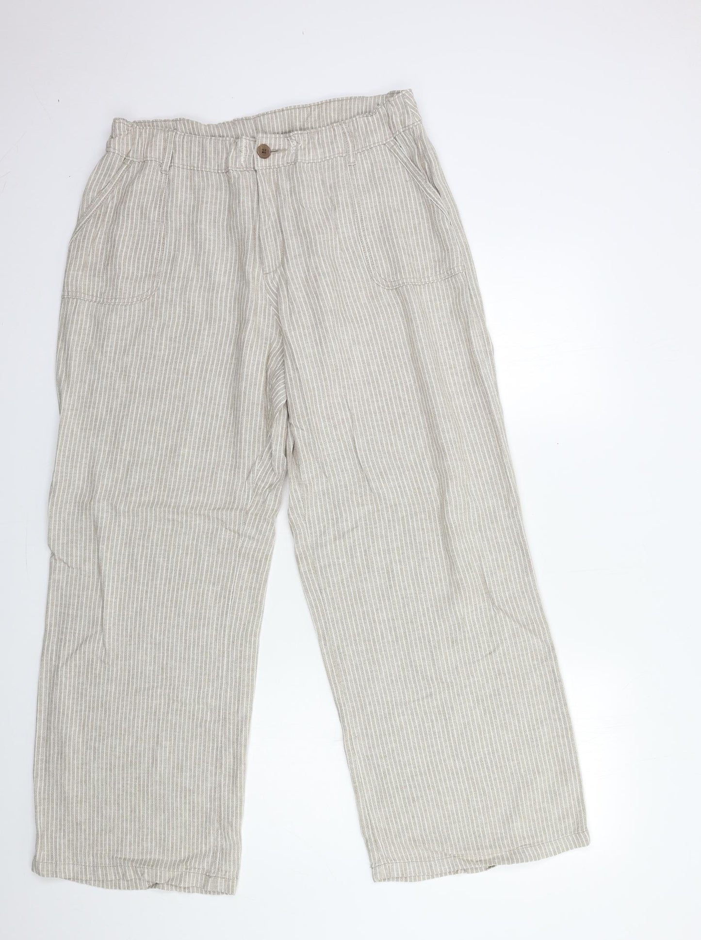 TU Womens Beige Striped  Trousers  Size 16 L31 in