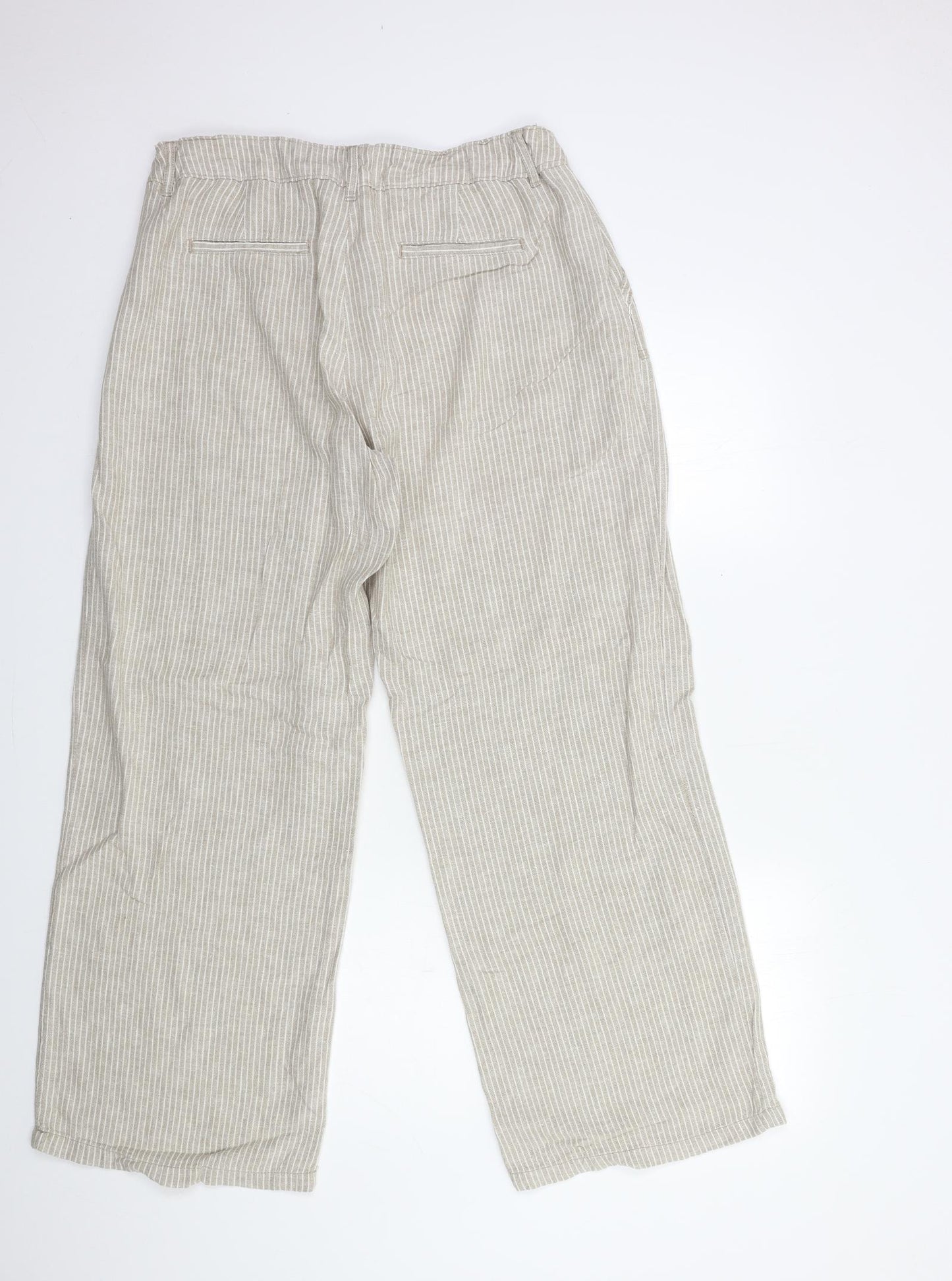 TU Womens Beige Striped  Trousers  Size 16 L31 in
