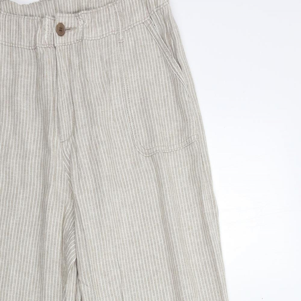 TU Womens Beige Striped  Trousers  Size 16 L31 in