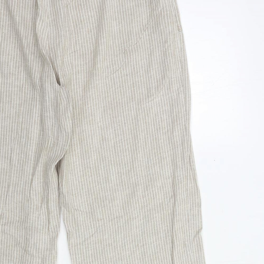 TU Womens Beige Striped  Trousers  Size 16 L31 in
