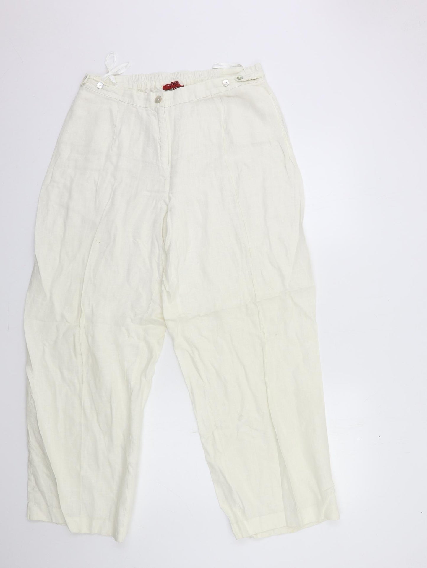 VETONO Womens White   Trousers  Size 16 L29 in