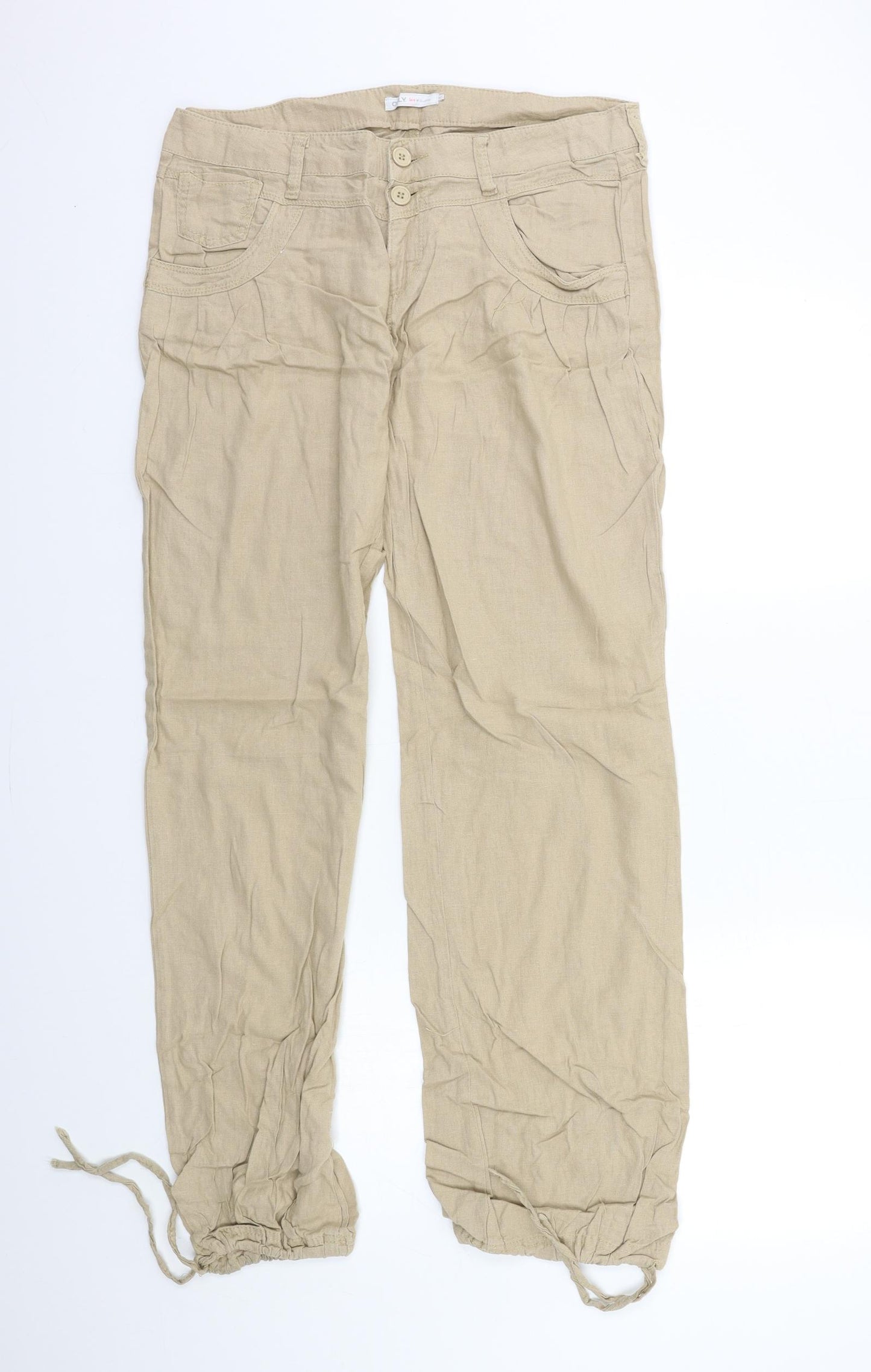 Only Womens Beige   Trousers  Size 12 L31 in