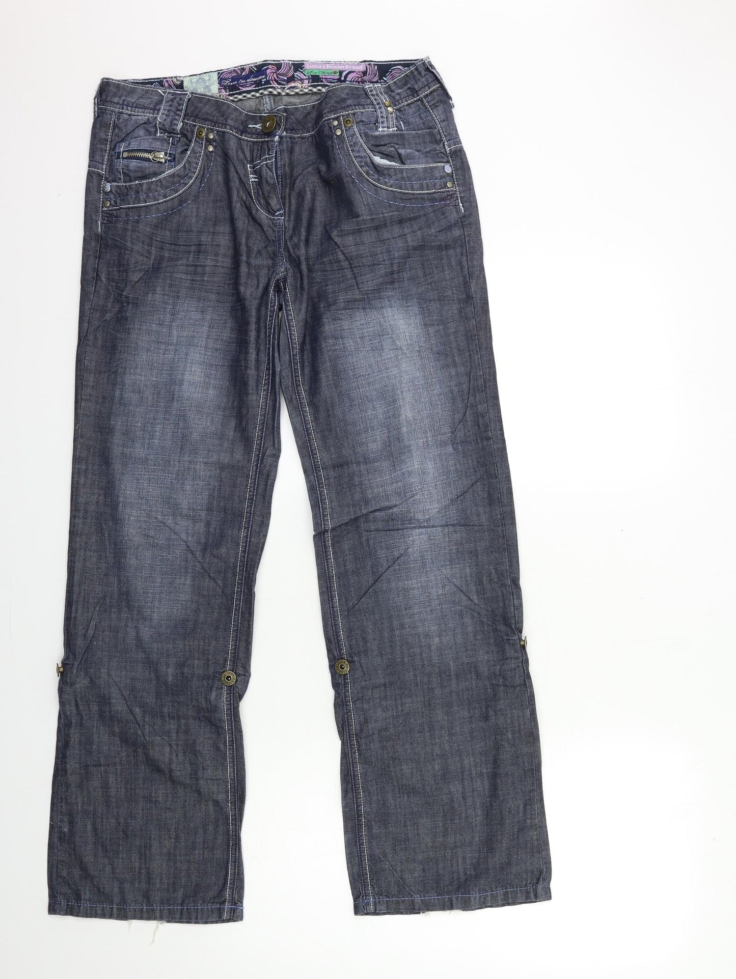 True2u Womens Blue  Denim Tapered Jeans Size 10 L30 in