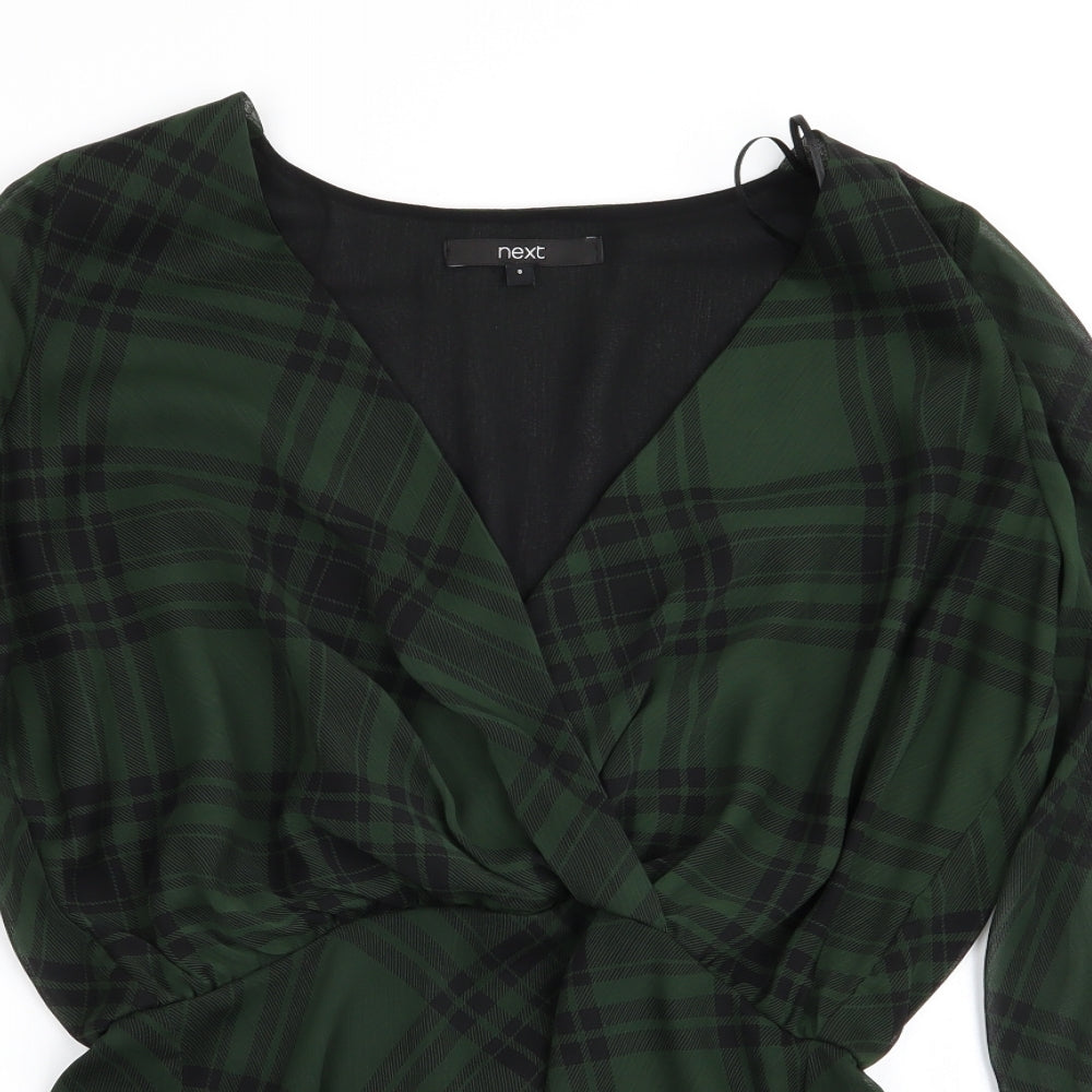 NEXT Womens Green Check  Basic Blouse Size 8