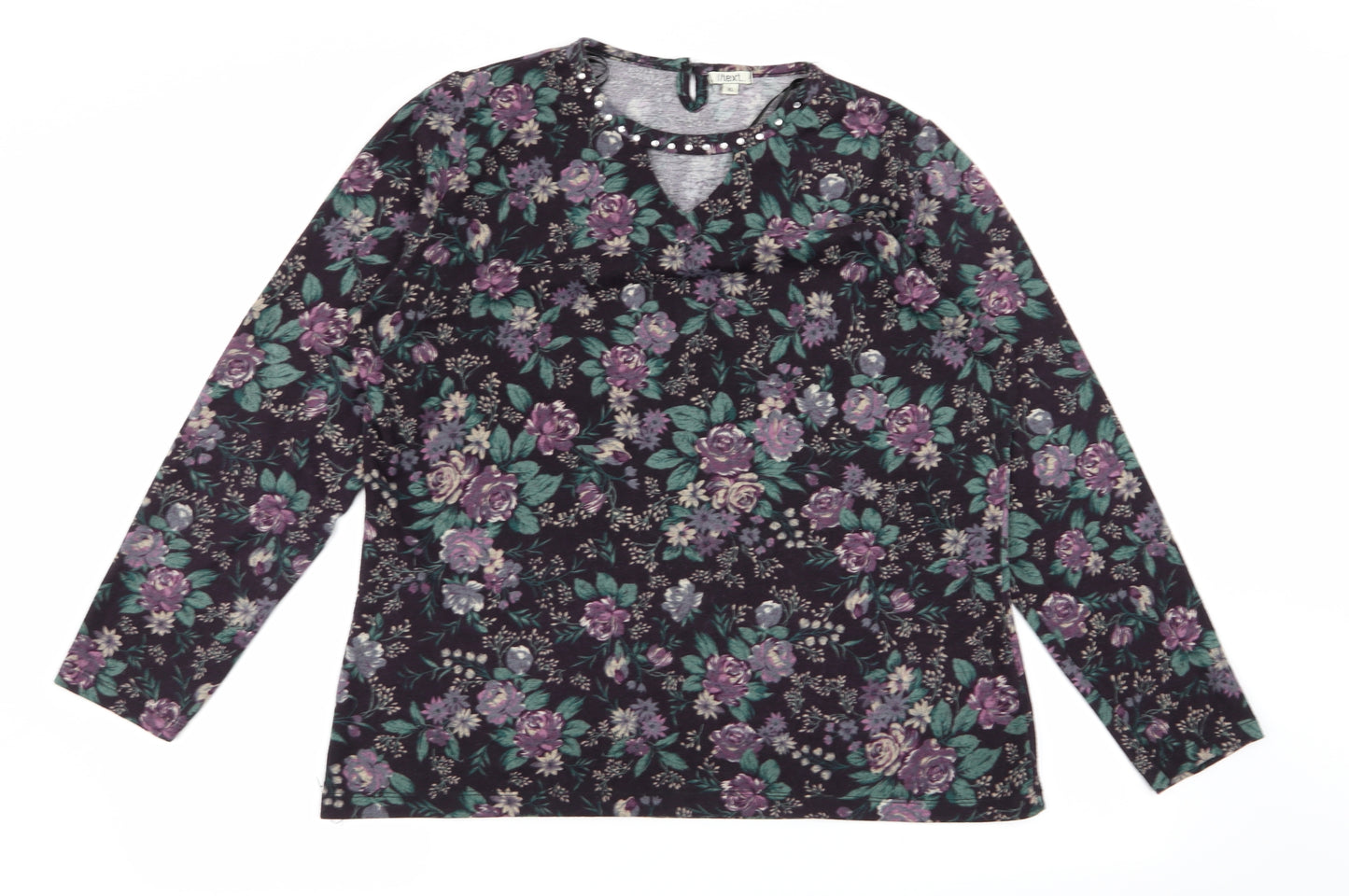 text Womens Multicoloured Floral  Basic T-Shirt Size XL
