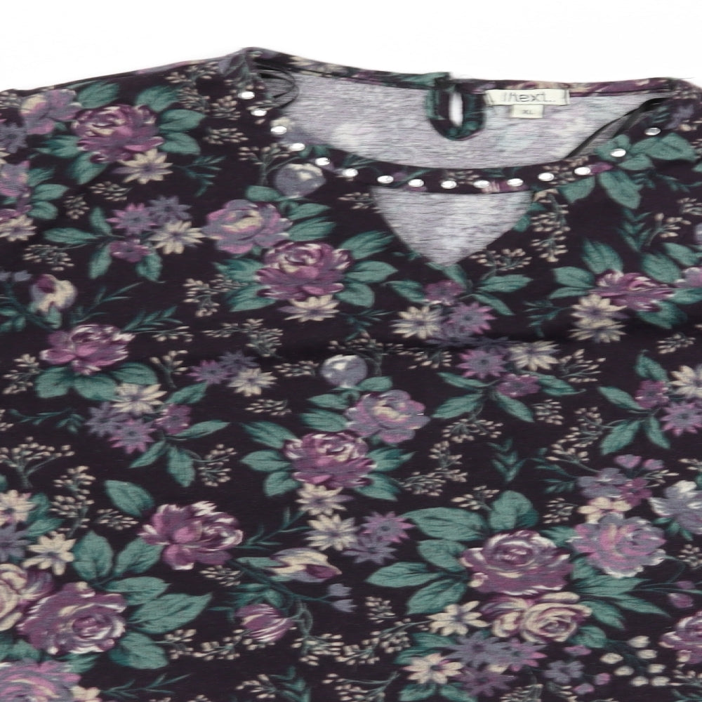 text Womens Multicoloured Floral  Basic T-Shirt Size XL