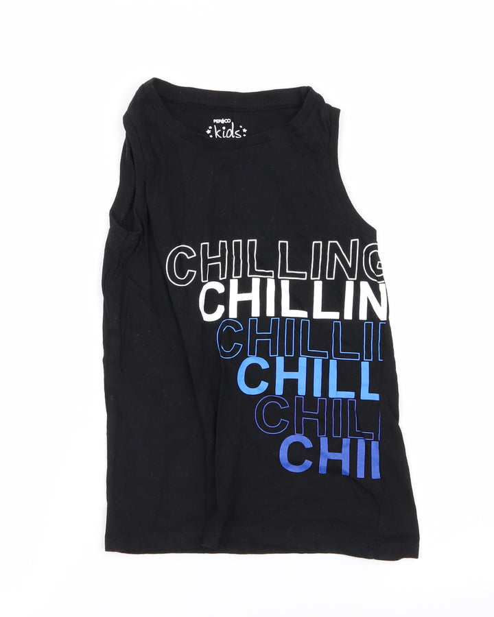 pep and co Boys Black   Basic Tank Size 7-8 Years
