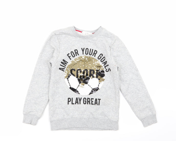 H&M Girls Grey Pullover Jumper Size 7-8 Years