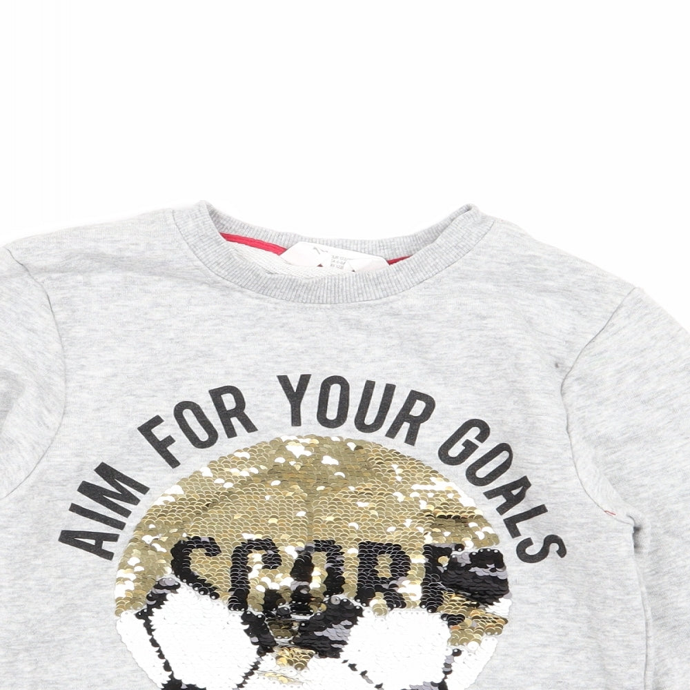 H&M Girls Grey   Pullover Jumper Size 7-8 Years