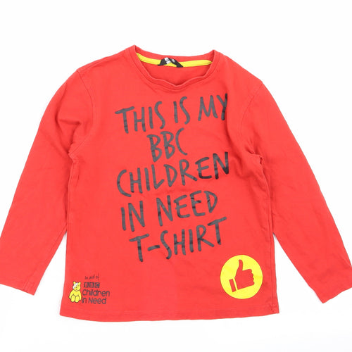 Asda George Boys Red   Basic T-Shirt Size 5-6 Years  - Children in Need