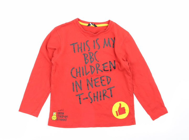 Asda George Boys Red   Basic T-Shirt Size 5-6 Years  - Children in Need
