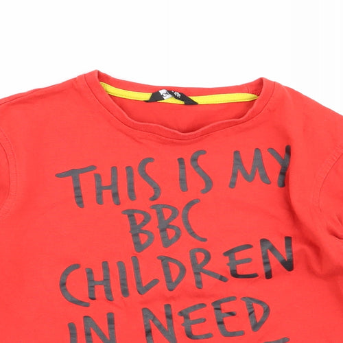 Asda George Boys Red   Basic T-Shirt Size 5-6 Years  - Children in Need