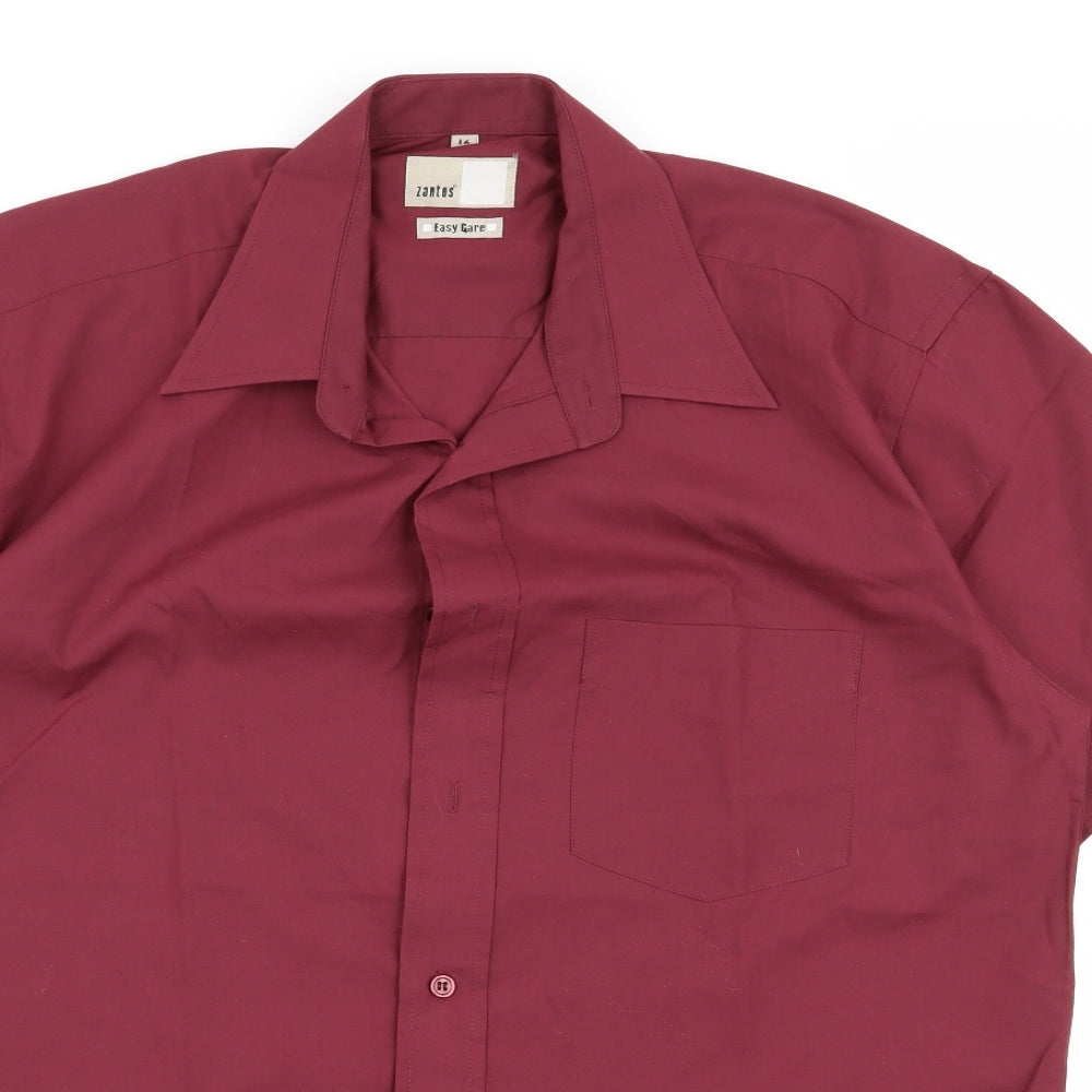 zantos Mens Red Colourblock   Button-Up Size 16
