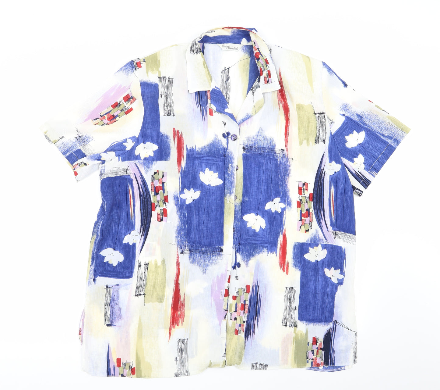 Design Essentials Womens Multicoloured Geometric  Basic Button-Up Size 18