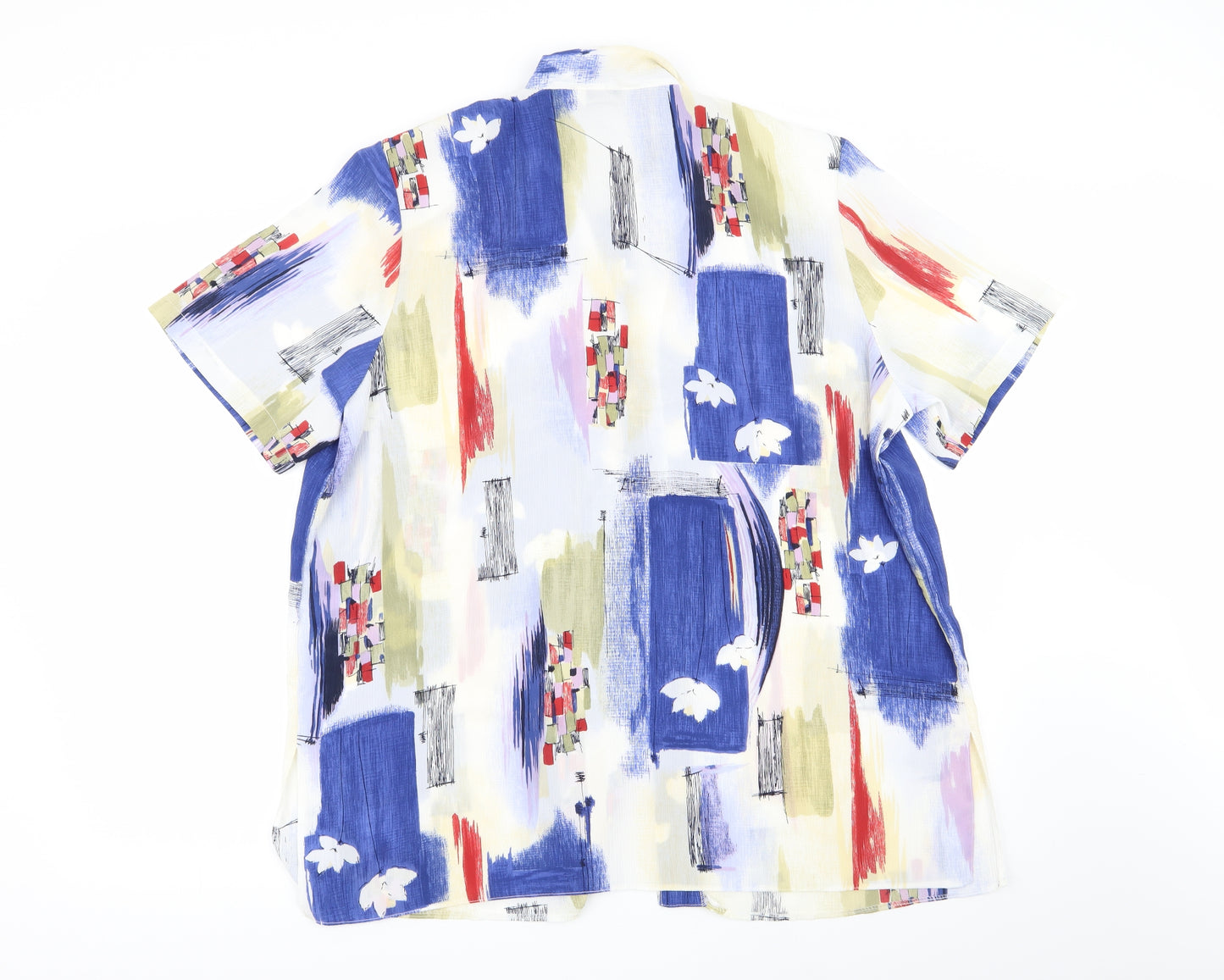 Design Essentials Womens Multicoloured Geometric  Basic Button-Up Size 18