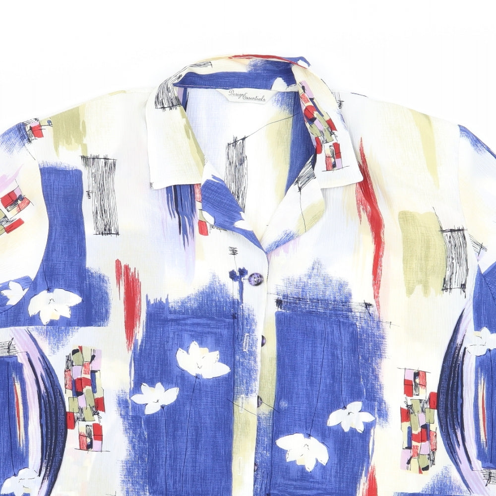Design Essentials Womens Multicoloured Geometric  Basic Button-Up Size 18