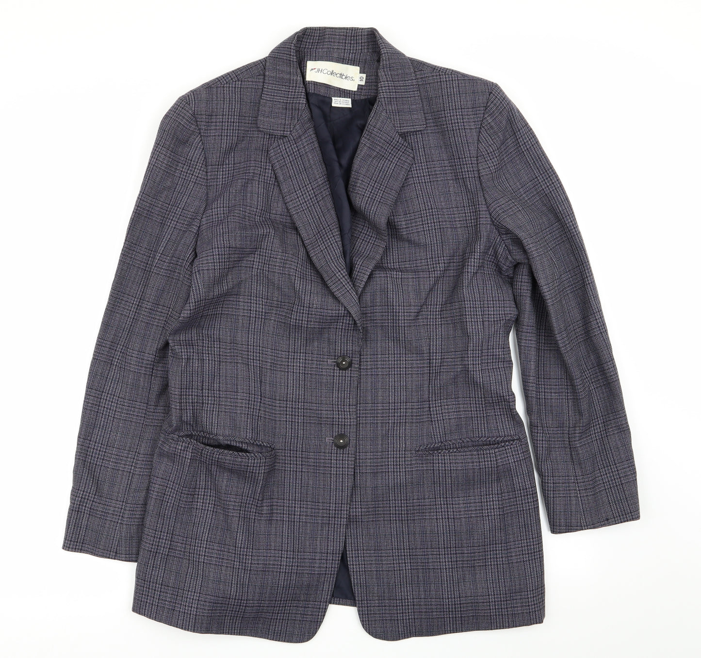 JH Collectibles Womens Blue Check  Jacket Blazer Size 10