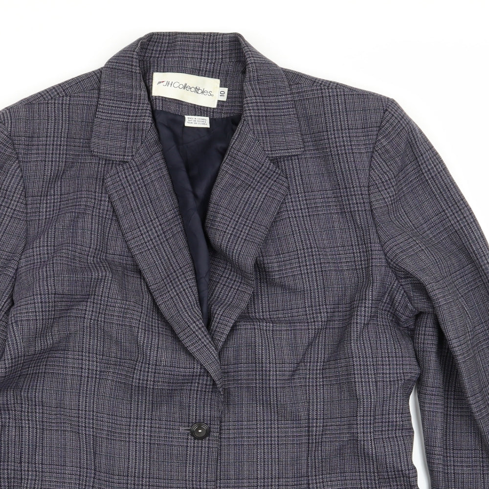 JH Collectibles Womens Blue Check  Jacket Blazer Size 10