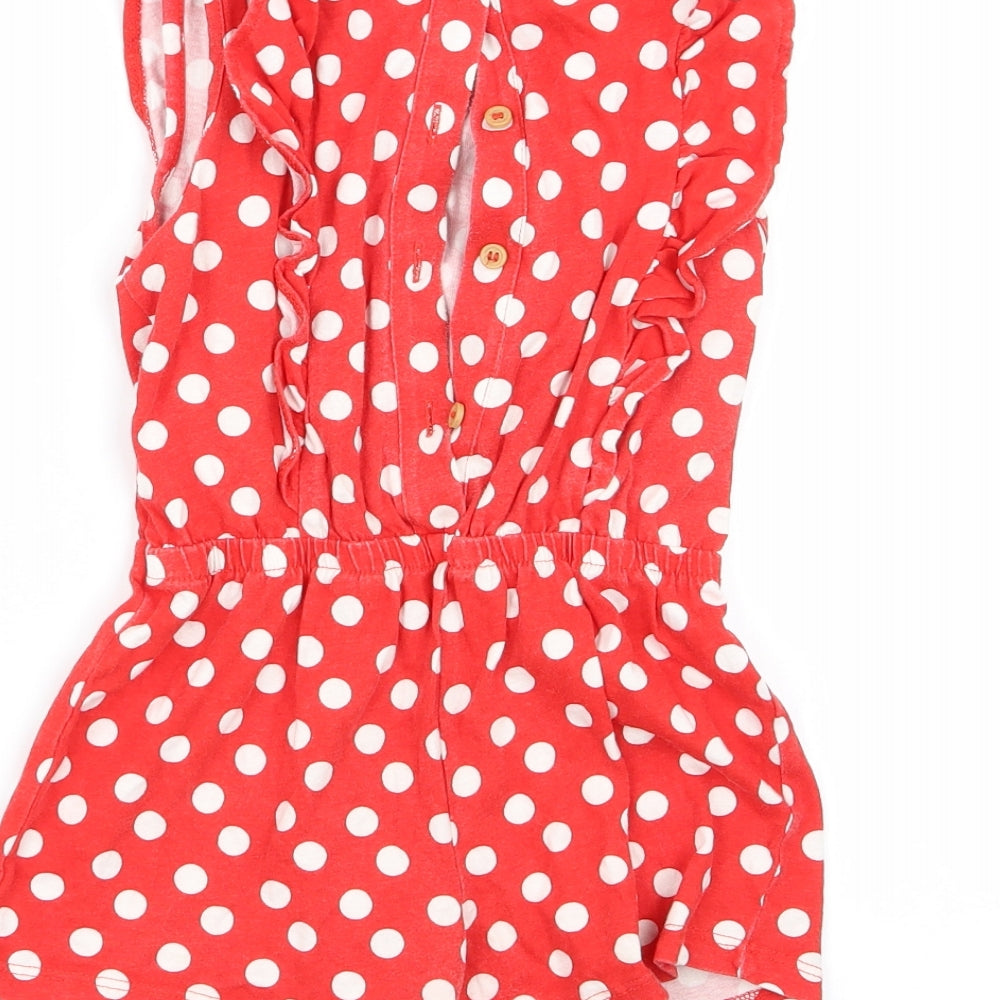 M Girls Red Polka Dot  Playsuit One-Piece Size 3-4 Years