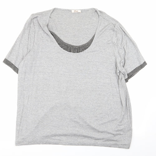 ELVI Womens Grey   Basic T-Shirt Size L