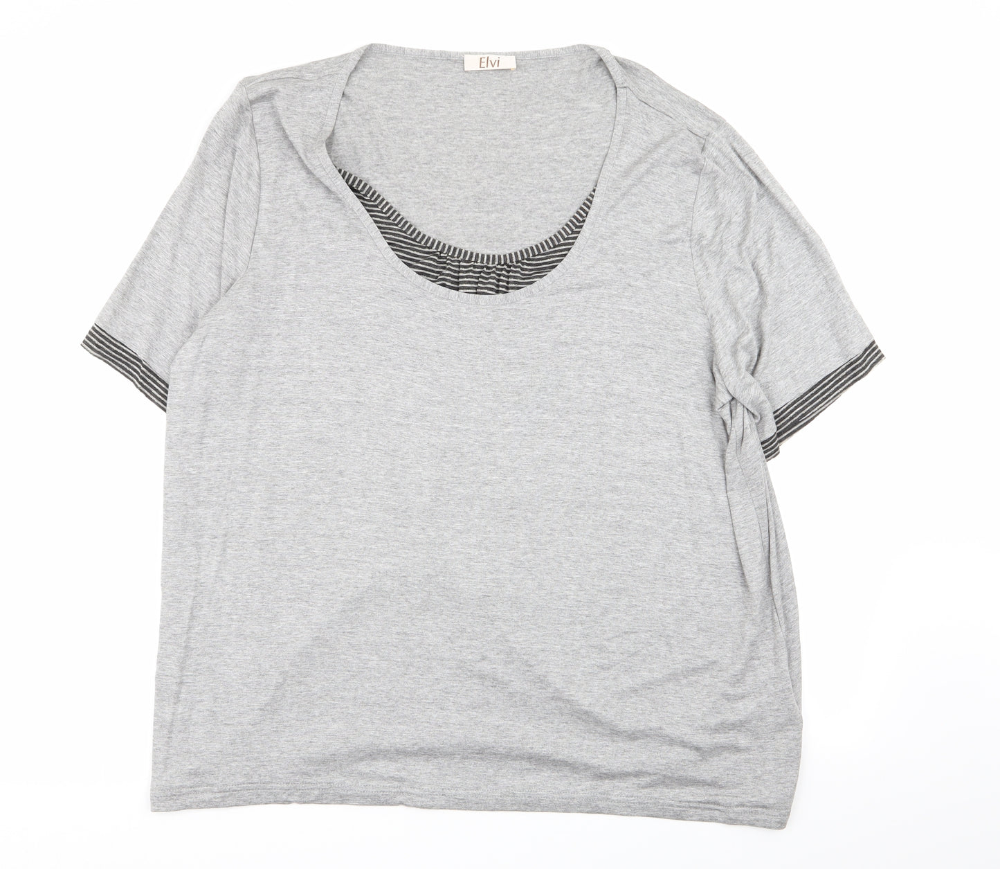 ELVI Womens Grey   Basic T-Shirt Size L