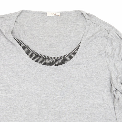 ELVI Womens Grey   Basic T-Shirt Size L