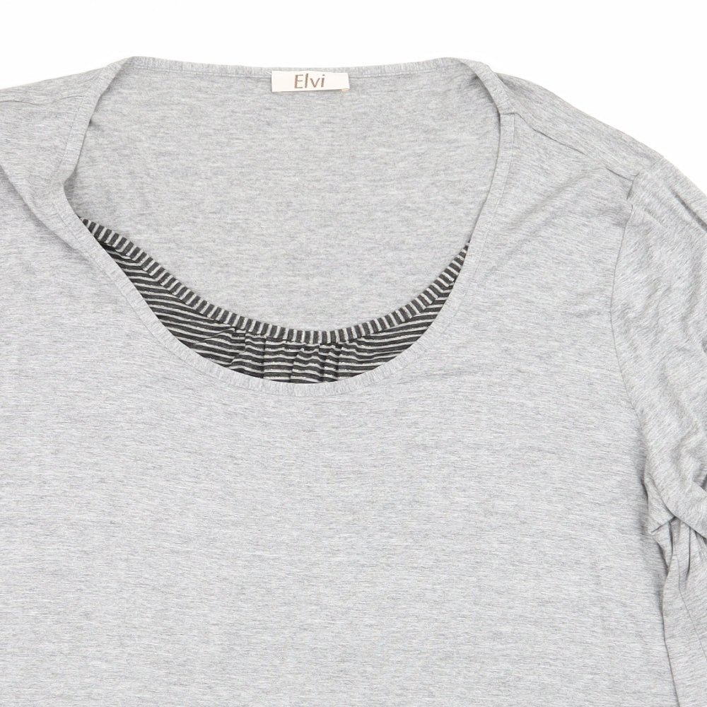 ELVI Womens Grey   Basic T-Shirt Size L