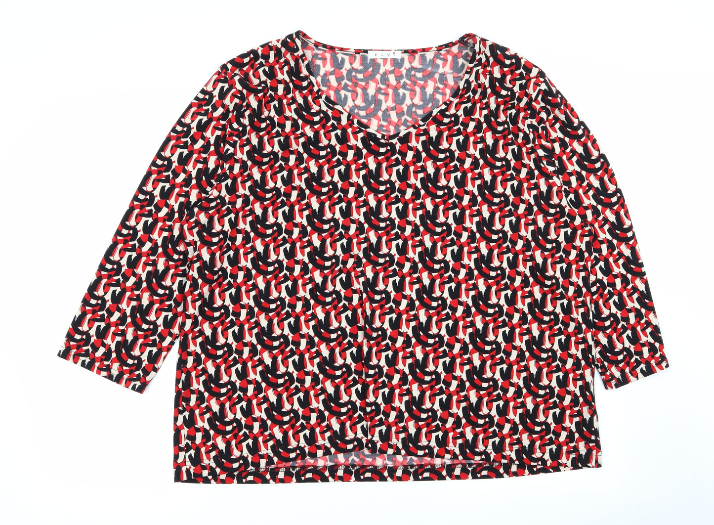 ELVI Womens Multicoloured Geometric  Basic Blouse Size L