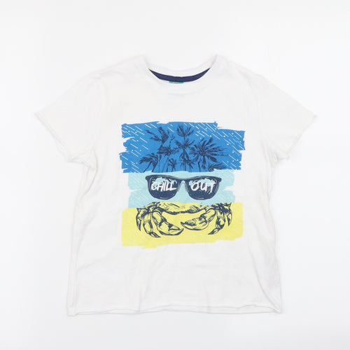 little kids Boys White   Basic T-Shirt Size 5-6 Years