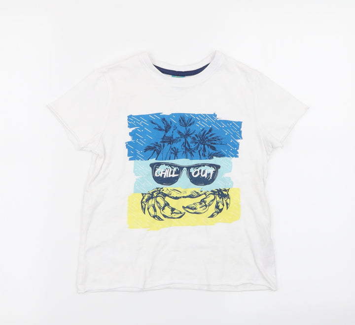 little kids Boys White Basic T-Shirt Size 5-6 Years
