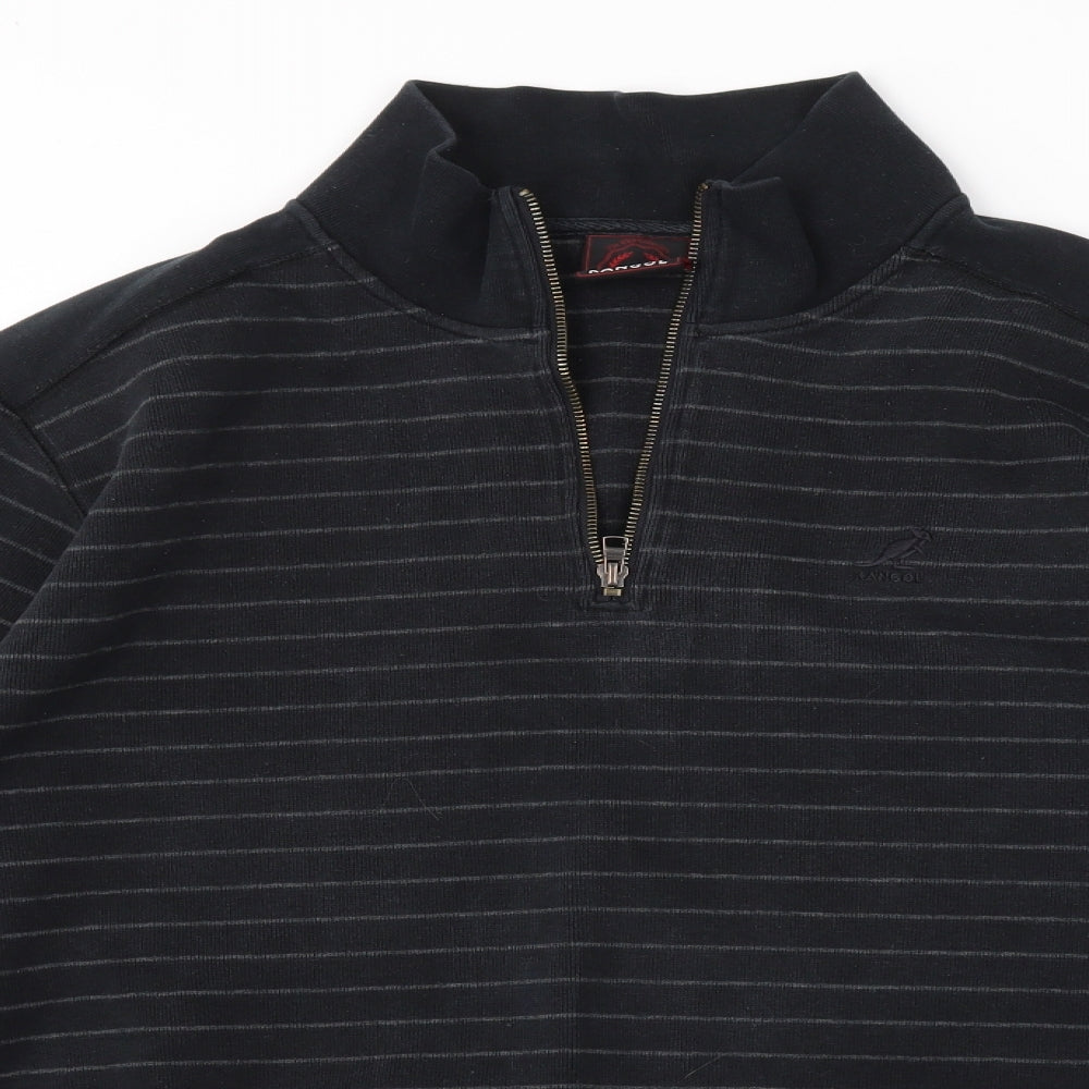 Kangol Mens Black Striped  Pullover Sweatshirt Size XL