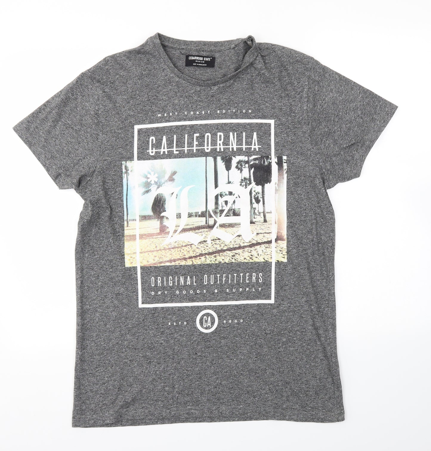 Cedar Wood State Mens Grey    T-Shirt Size M