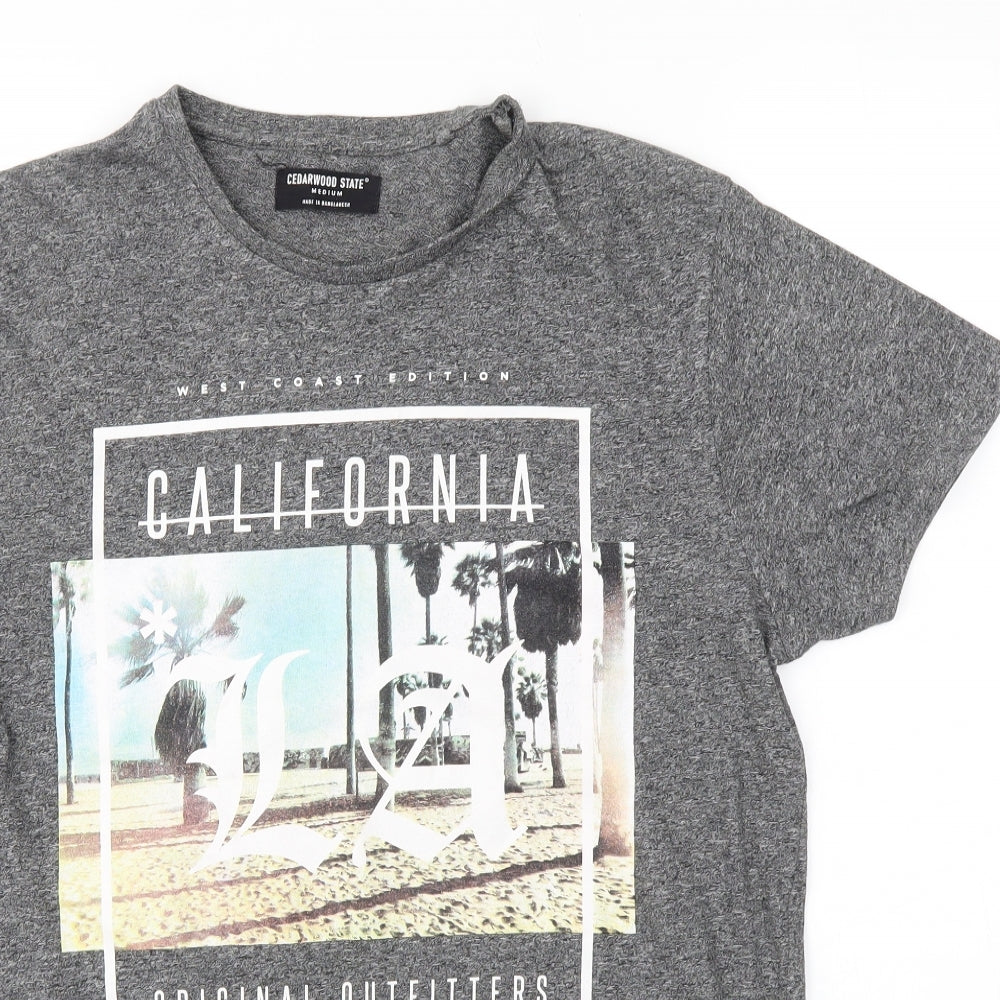 Cedar Wood State Mens Grey    T-Shirt Size M