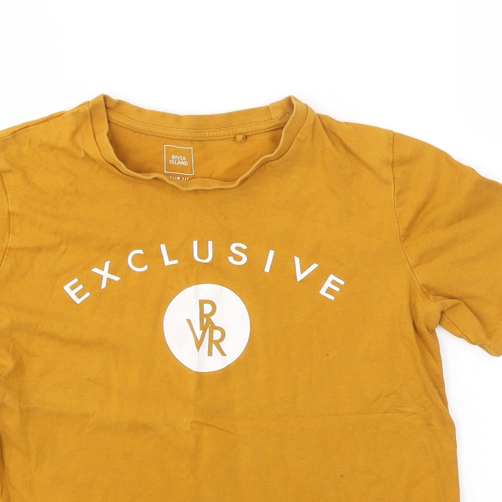 RIVER ISLAND  Girls Yellow   Basic T-Shirt Size 9-10 Years