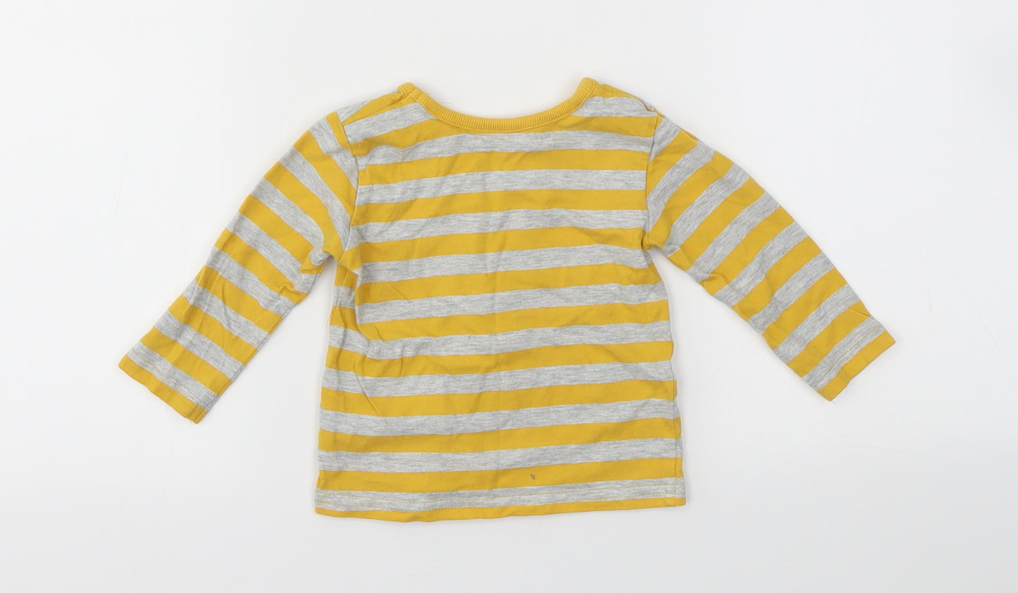 George Boys Yellow Striped  Basic T-Shirt Size 6-9 Months