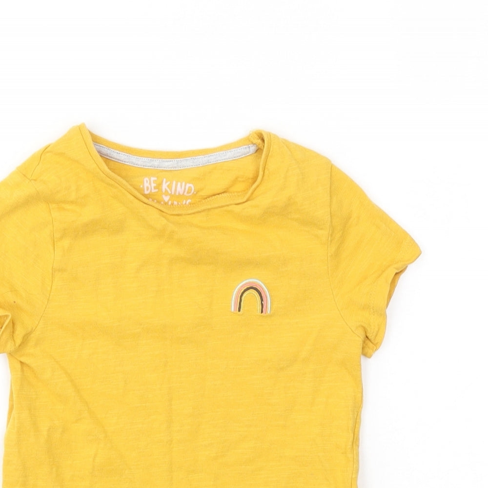 F&F Girls Yellow   Basic T-Shirt Size 3-4 Years