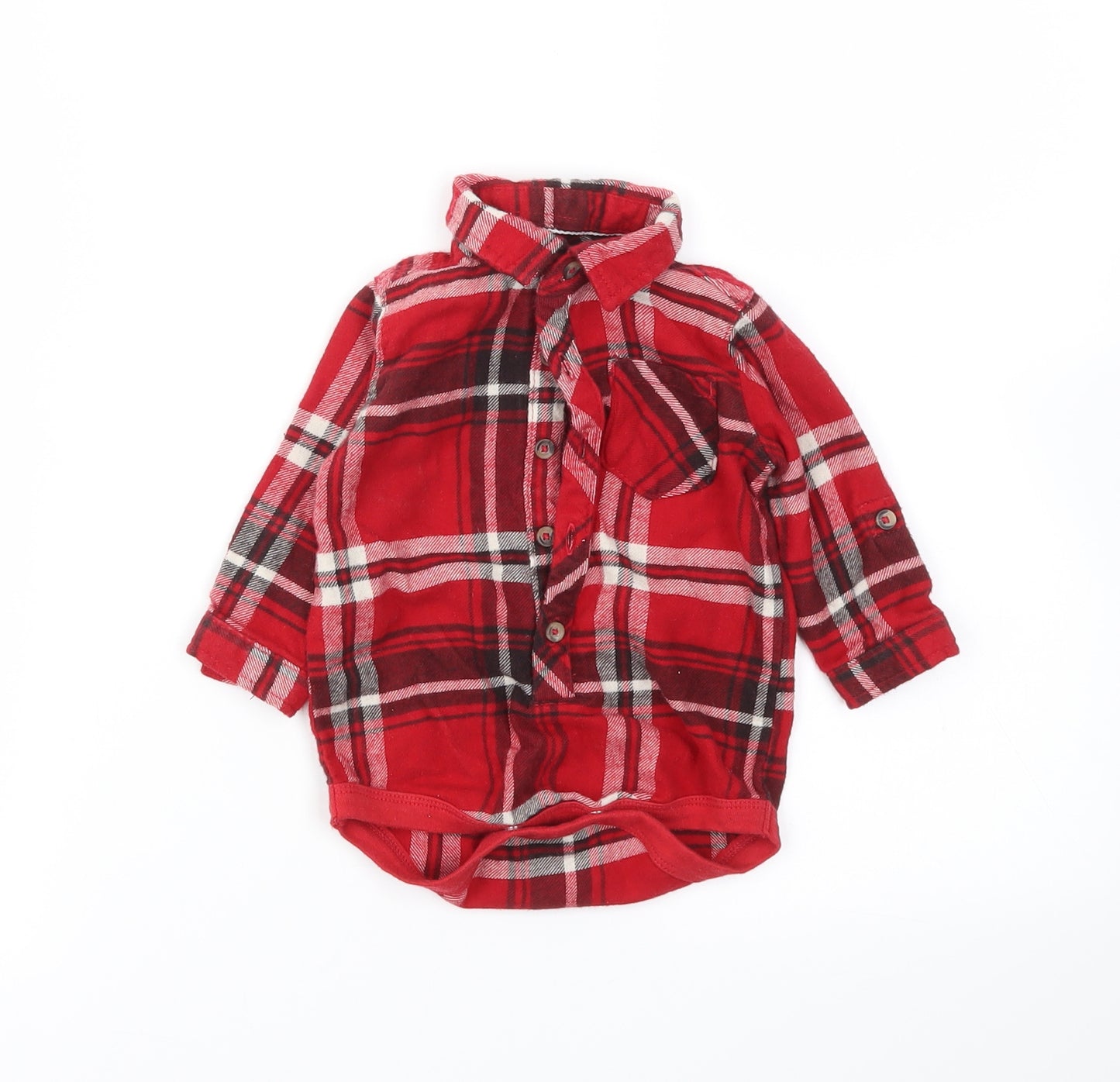 Asda George Boys Multicoloured Check  Babygrow One-Piece Size 3-6 Months
