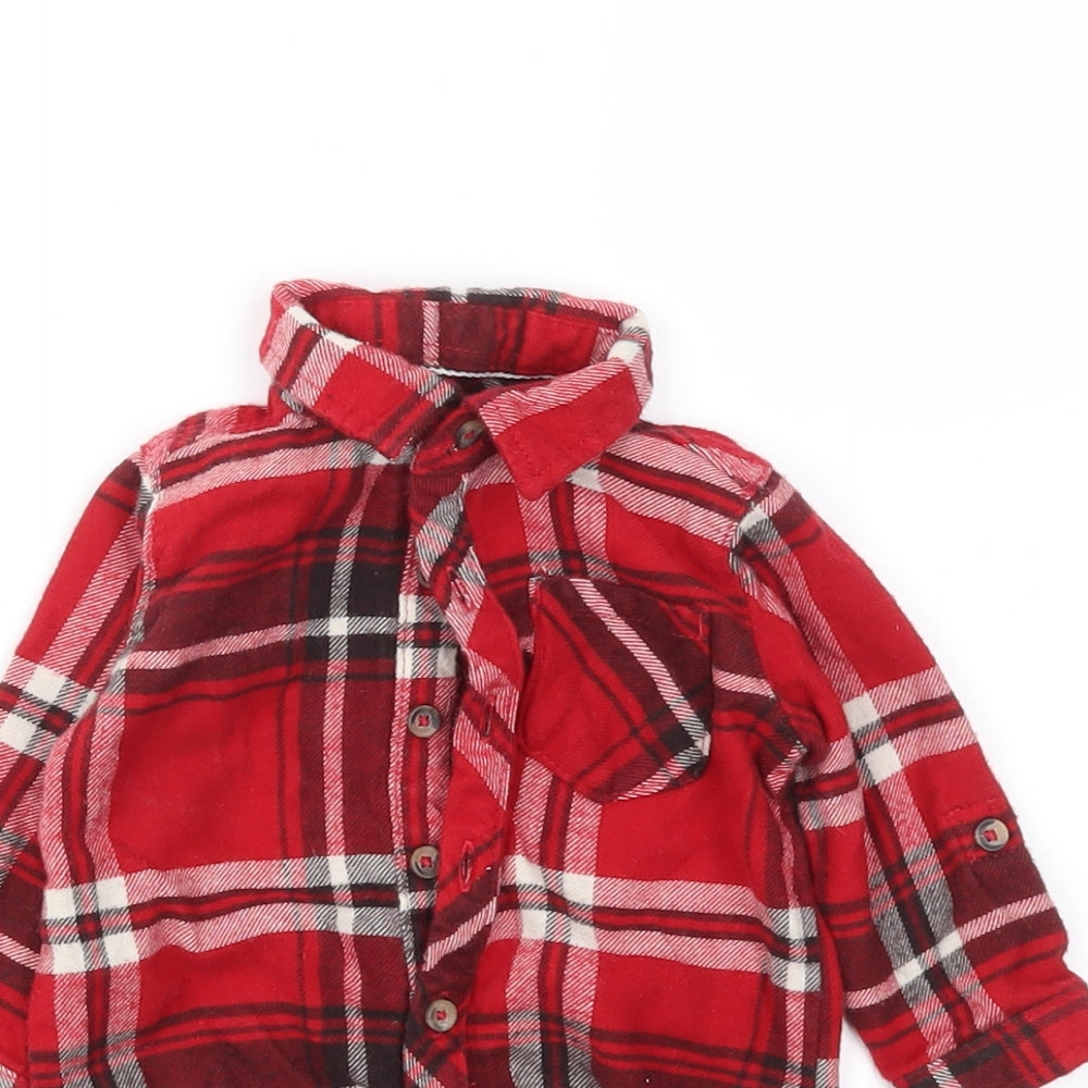 Asda George Boys Multicoloured Check  Babygrow One-Piece Size 3-6 Months