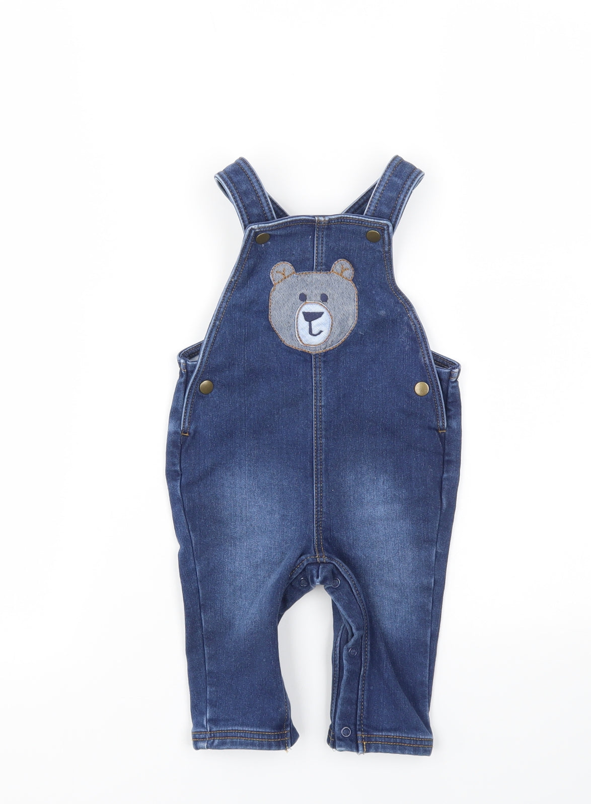 M&S Girls Blue Geometric  Dungaree One-Piece Size 3-6 Months
