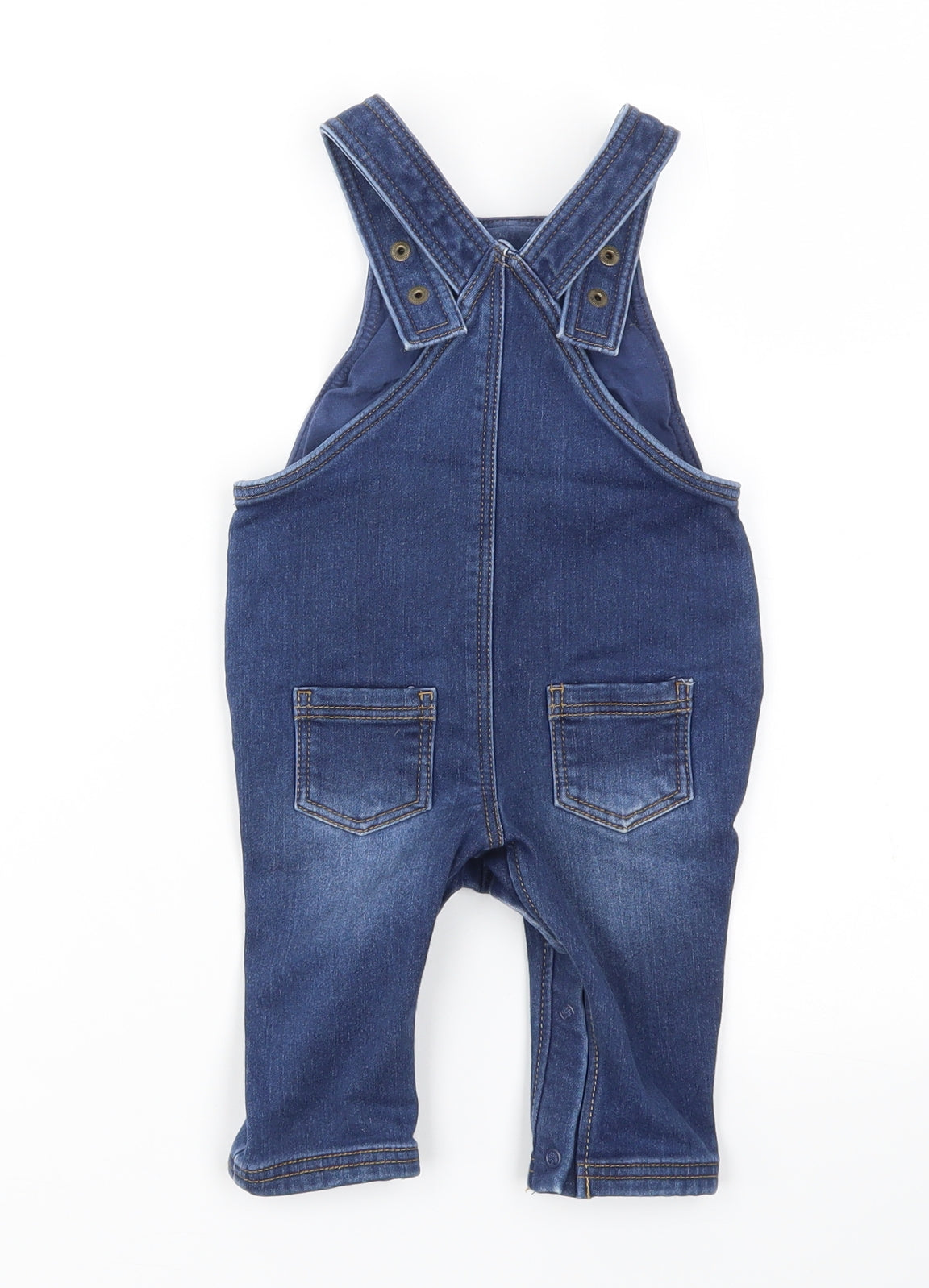 M&S Girls Blue Geometric  Dungaree One-Piece Size 3-6 Months