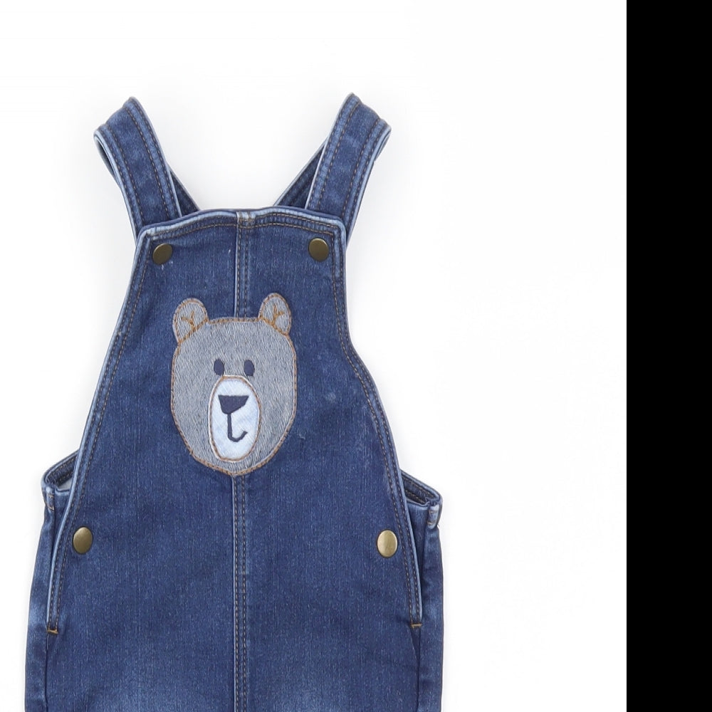 M&S Girls Blue Geometric  Dungaree One-Piece Size 3-6 Months
