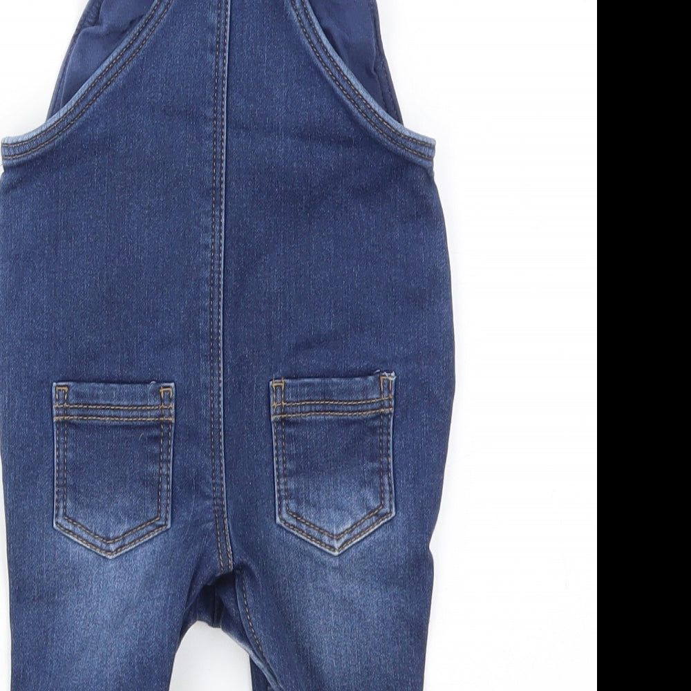 M&S Girls Blue Geometric  Dungaree One-Piece Size 3-6 Months
