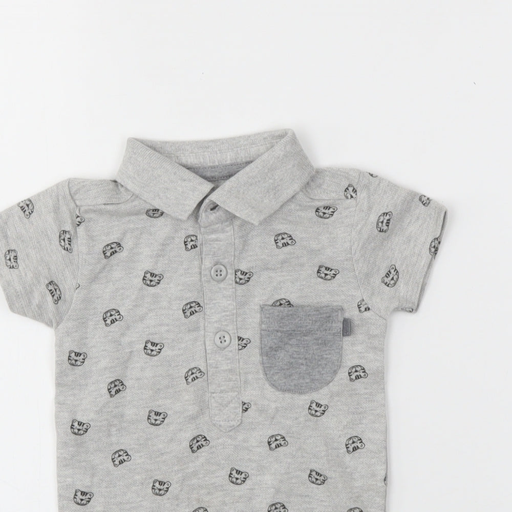 George Baby Grey Animal Print  Babygrow One-Piece Size 6-9 Months