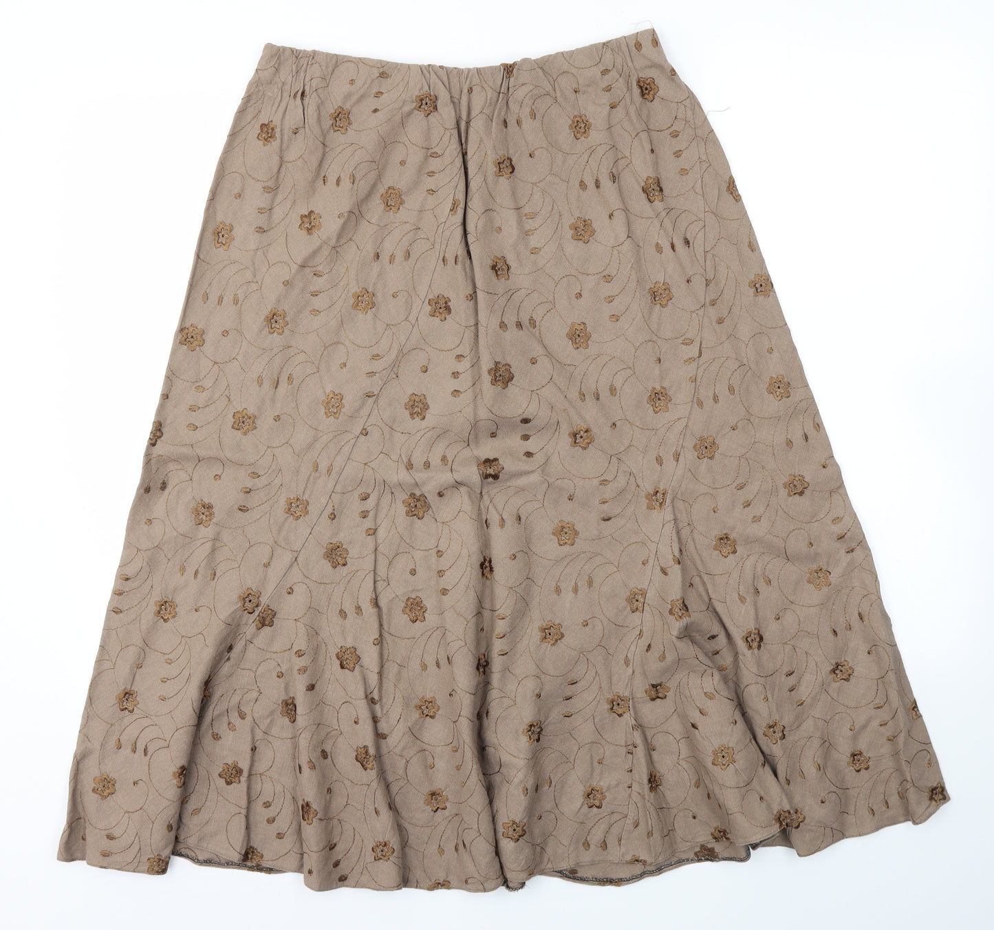 Preworn Womens Brown Floral  Flare Skirt Size 16  - stretch waistband